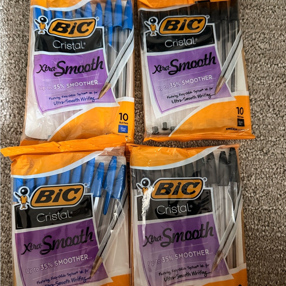 BIC Cristal Xtra Smooth Pens - Blue and Black